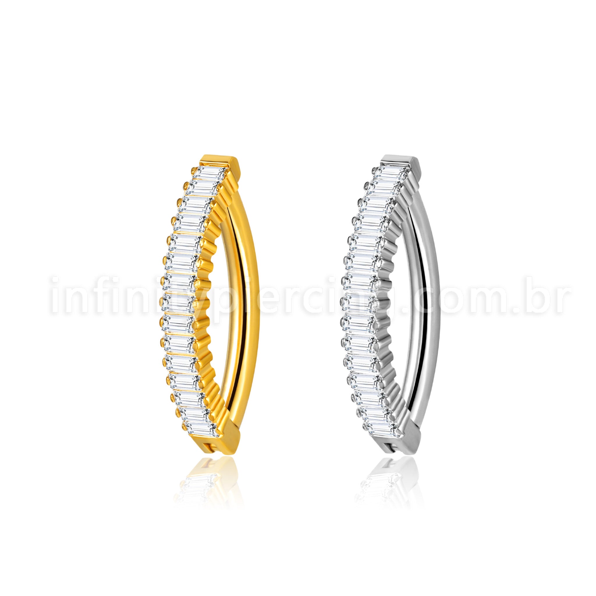 Piercing Argola Para Umbigo Aço Cirúgico Zircônia Retangular